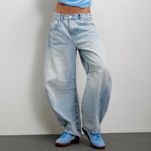 Free People We The Free Good Luck Mid-Rise Barrel Jeans 27S NWT